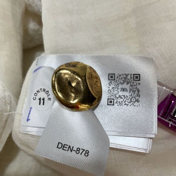 Zara Cream Notched Lapel Collar Single Breasted Tweed Textured Blazer Size XS - Picture 3 of 9